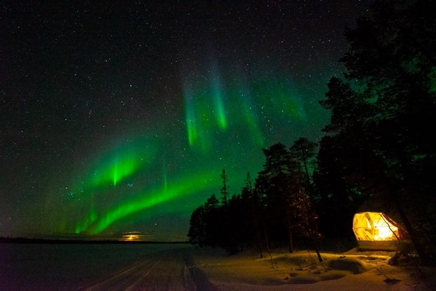 muonio laponia aurora boreal vacaciones niños hotel harriniva
